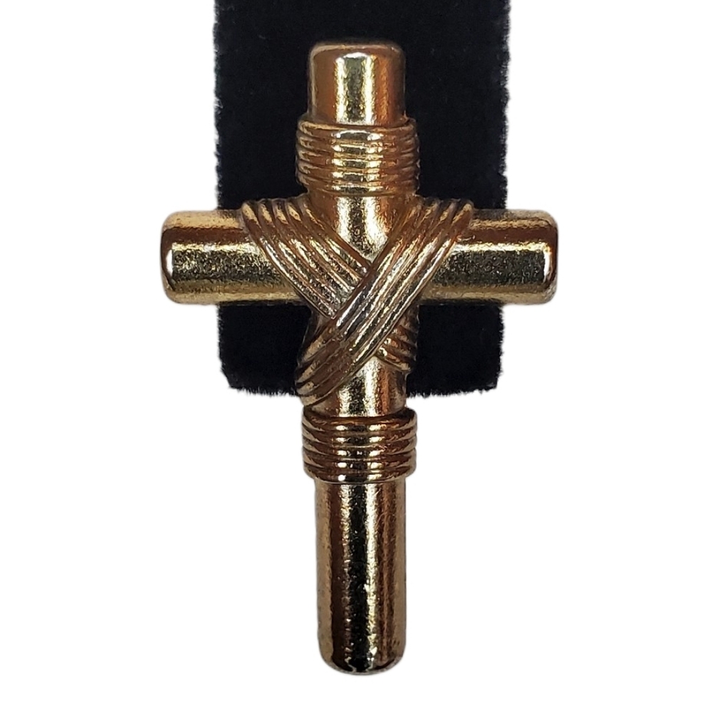 Vintage Unsigned Gold-Tone Wrapped Rope Christian Cross Lapel Pin